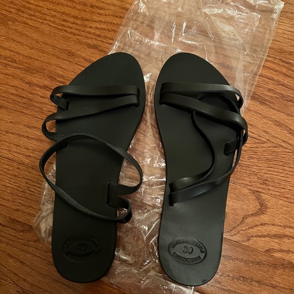 BRAND NEW Black Leather Sandals Greek, Gladiator, Made from 100% Genuine Leather - Picture 2 of 3